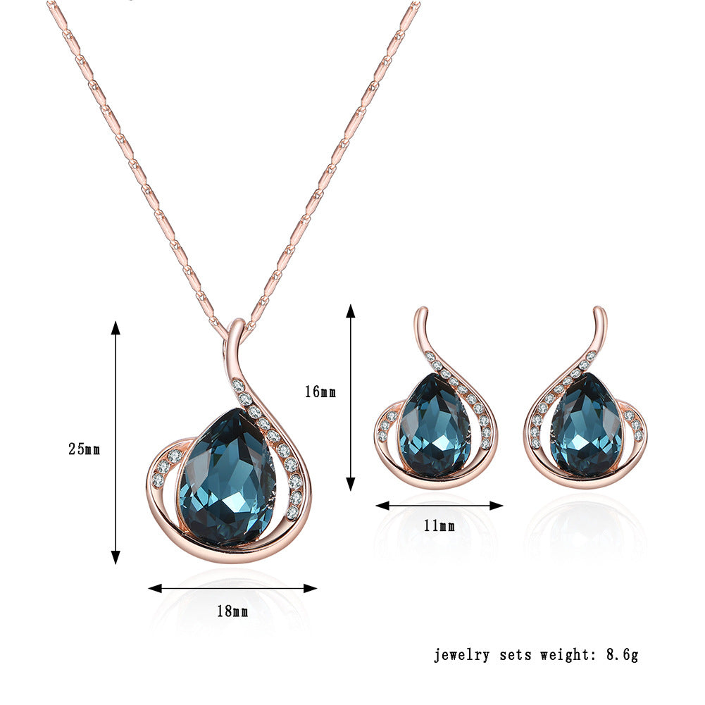 Diamond Crystal Two-piece Bridal Wedding Jewelry Set