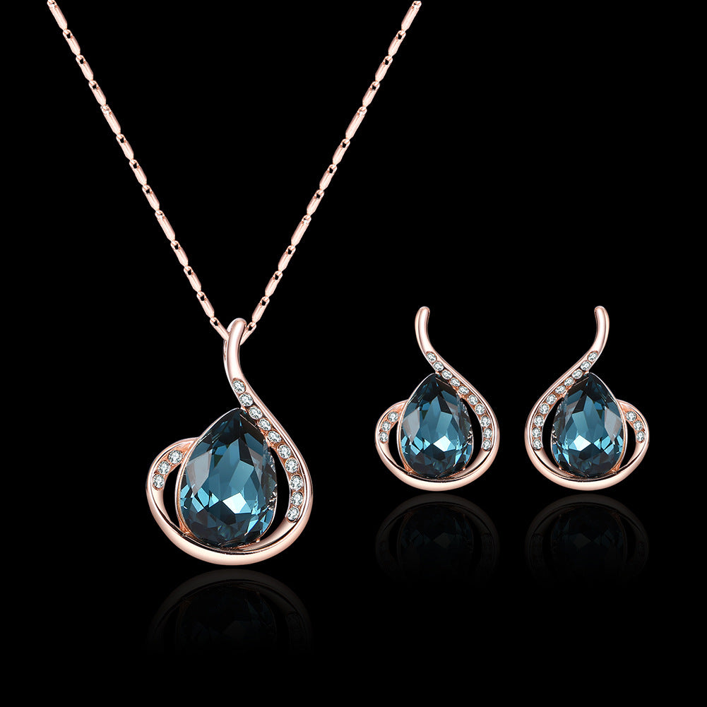 Diamond Crystal Two-piece Bridal Wedding Jewelry Set