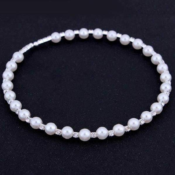 8MM bridal handmade pearls, Rhinestone necklaces set