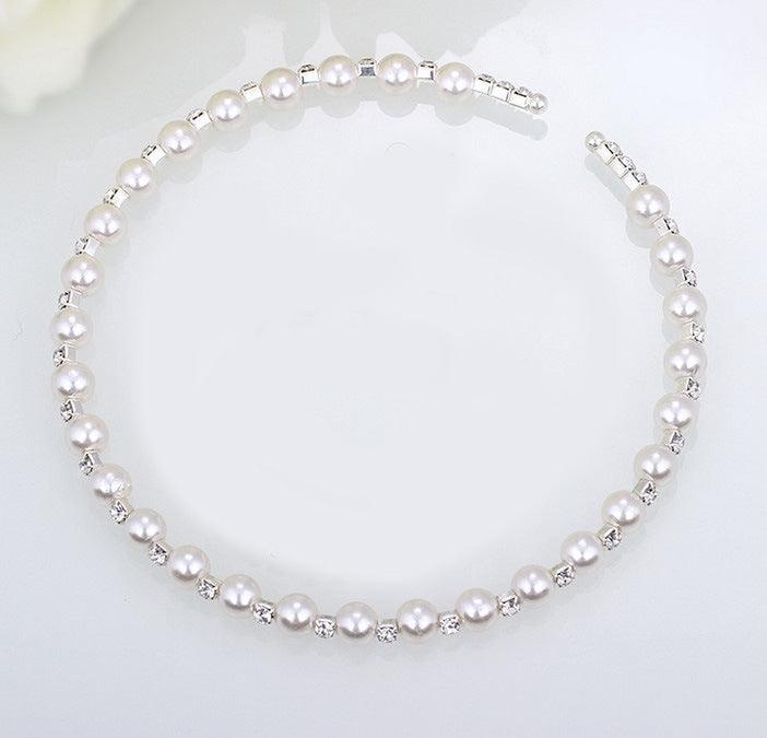 8MM bridal handmade pearls, Rhinestone necklaces set