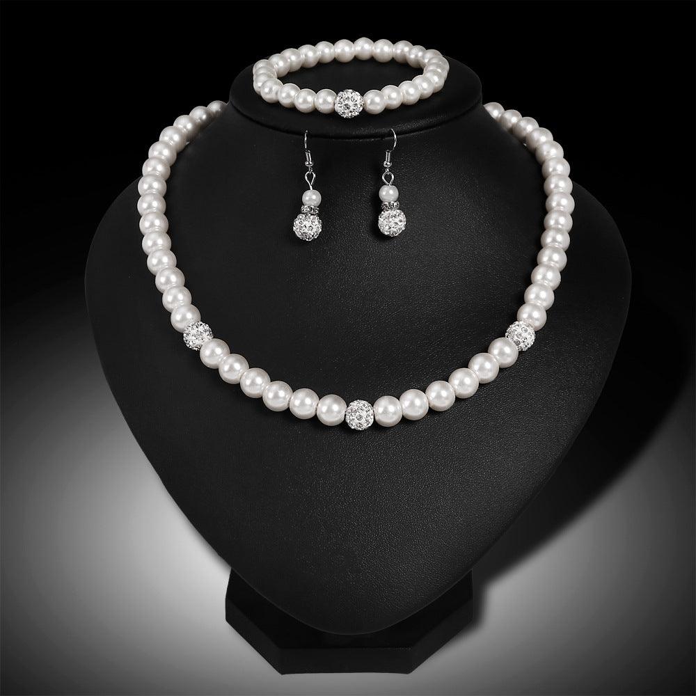 Classic bride wedding rings necklace earrings set of three