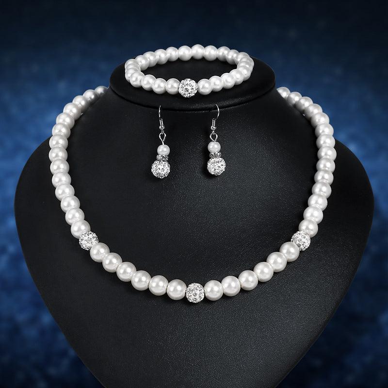 Classic bride wedding rings necklace earrings set of three