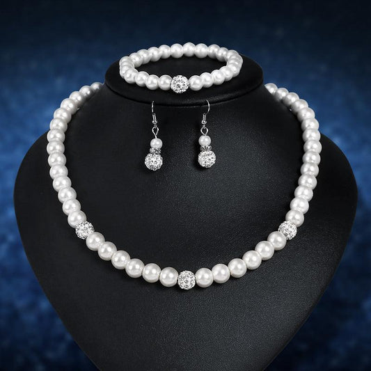 Classic bride wedding rings necklace earrings set of three