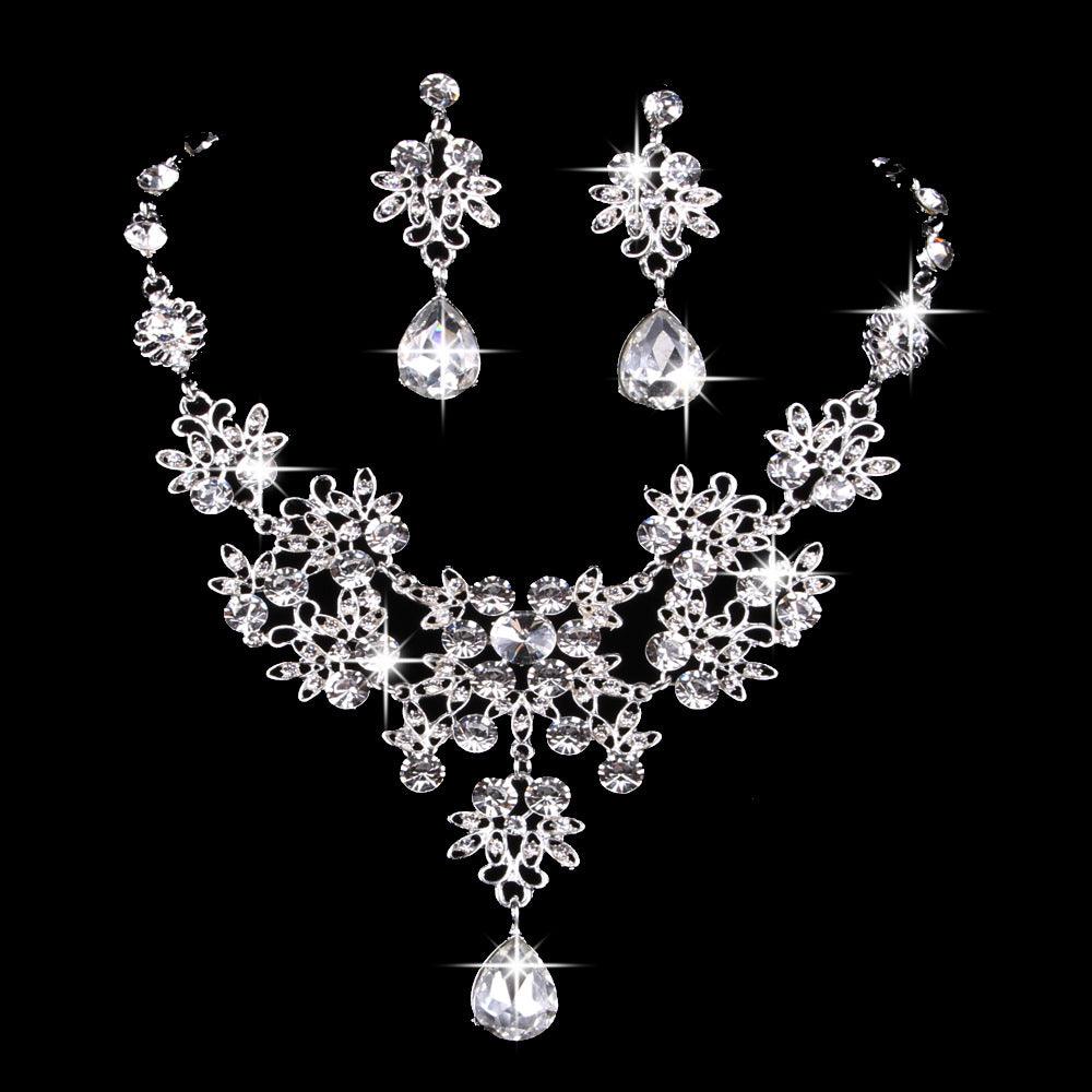 Butterfly Water Drop Wedding Necklace Earring Set