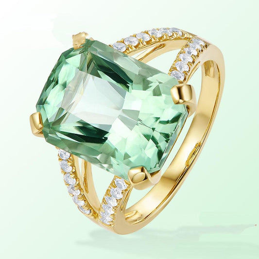 Zhen Rong mosaic green tourmaline ornaments engagement ring
