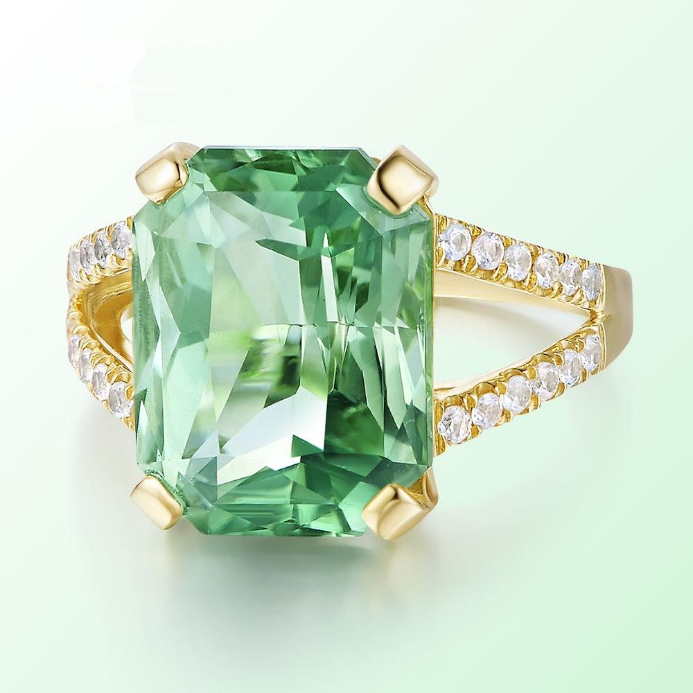 Zhen Rong mosaic green tourmaline ornaments engagement ring