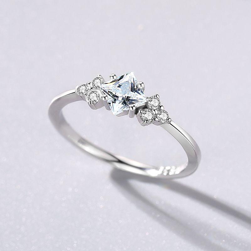 S925 Simple Light Luxury Zircon Silver Ring