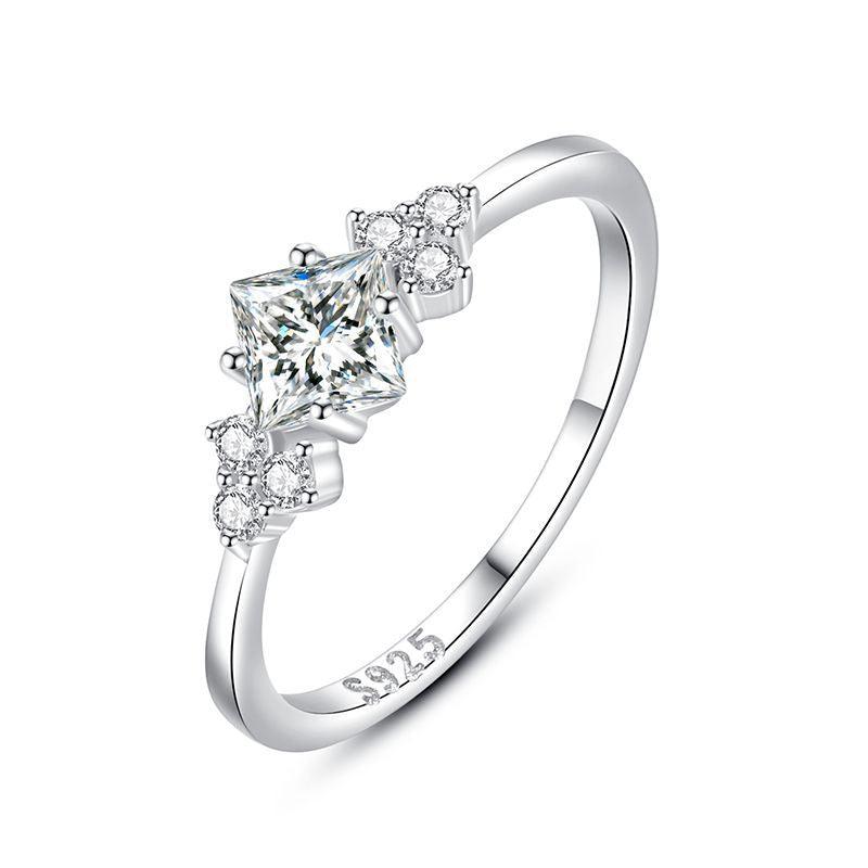 S925 Simple Light Luxury Zircon Silver Ring