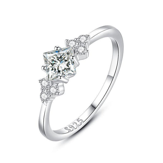 S925 Simple Light Luxury Zircon Silver Ring