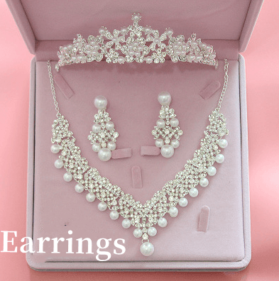 Three sets crown Pearl wedding Necklace Set