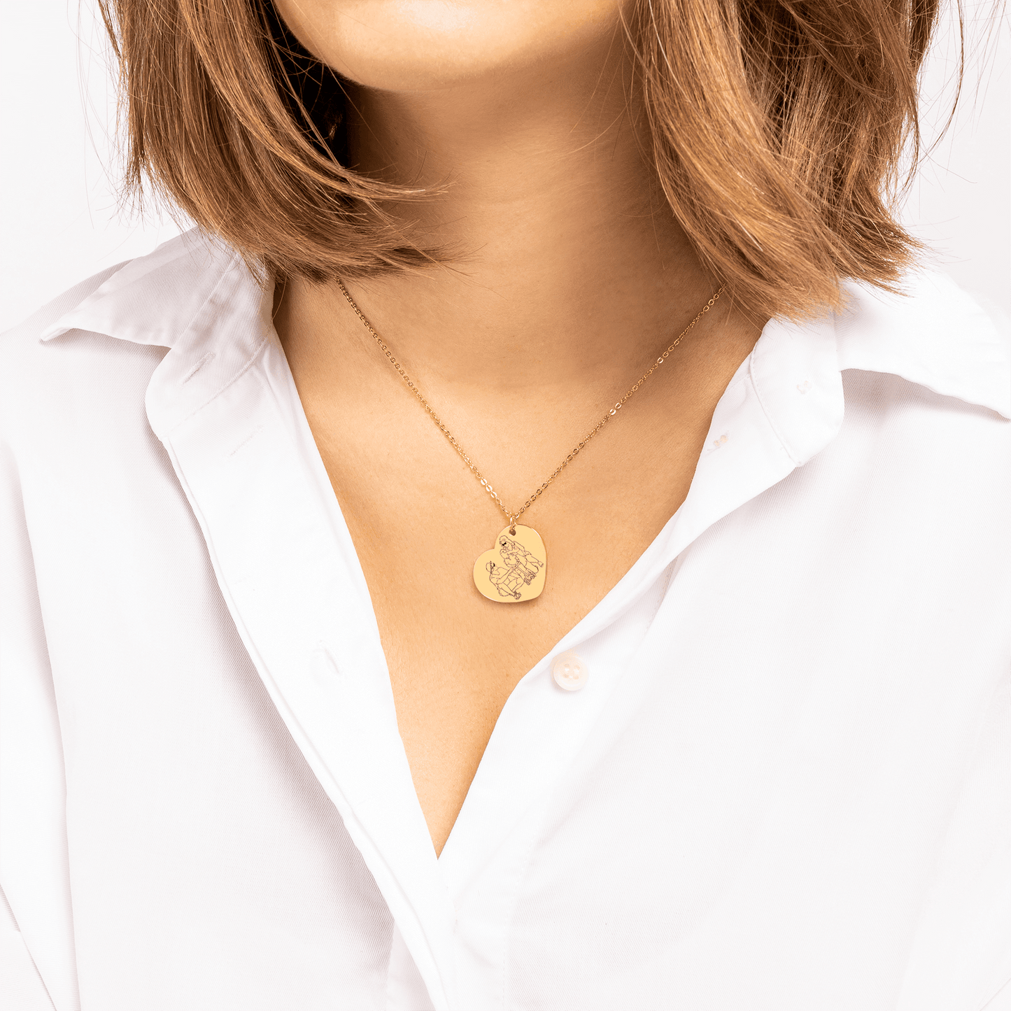 Custom Line Art Portrait Heart Necklace