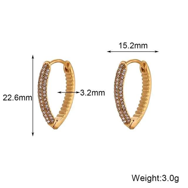 V-Shaped Crystal Pearl Earrings
