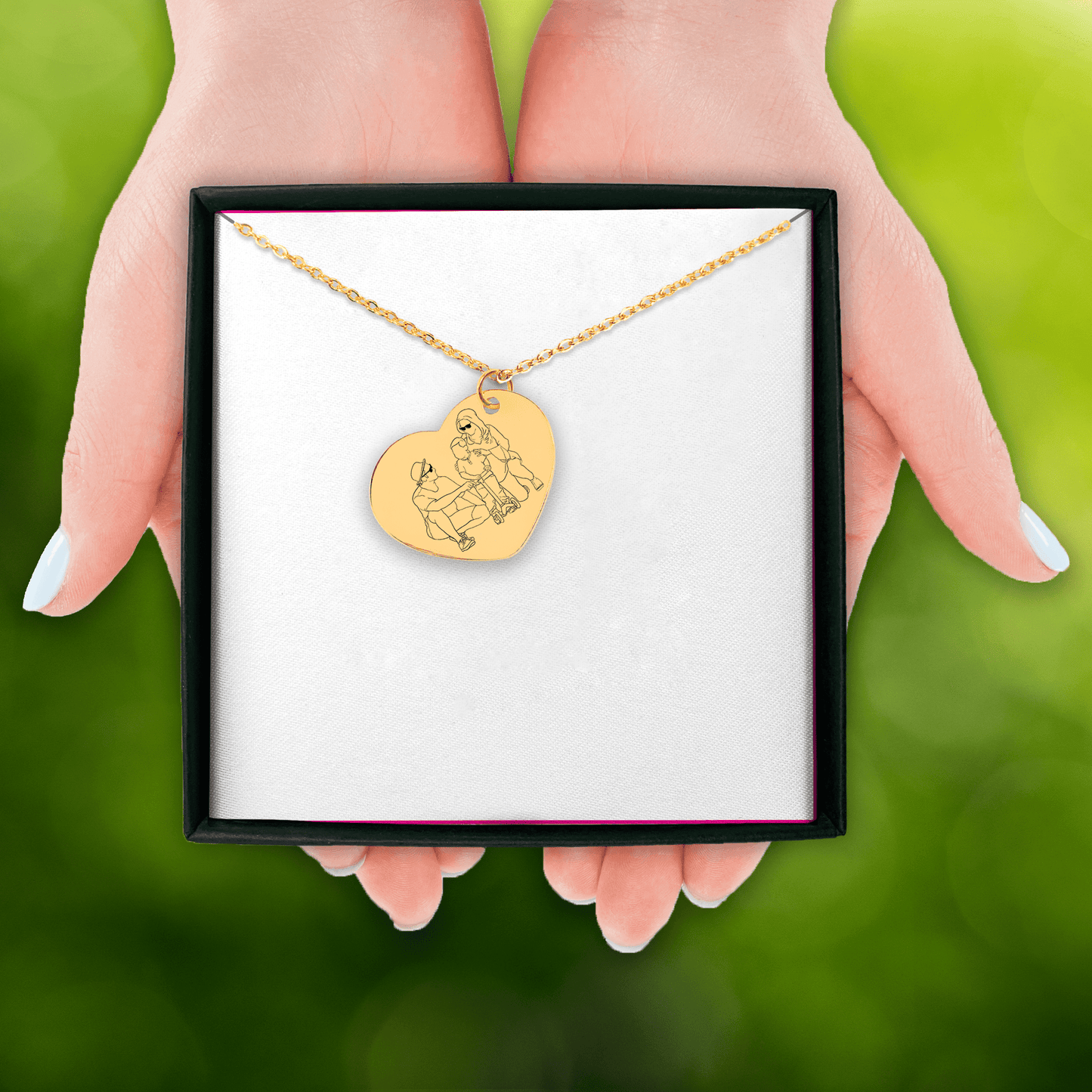 Custom Line Art Portrait Heart Necklace