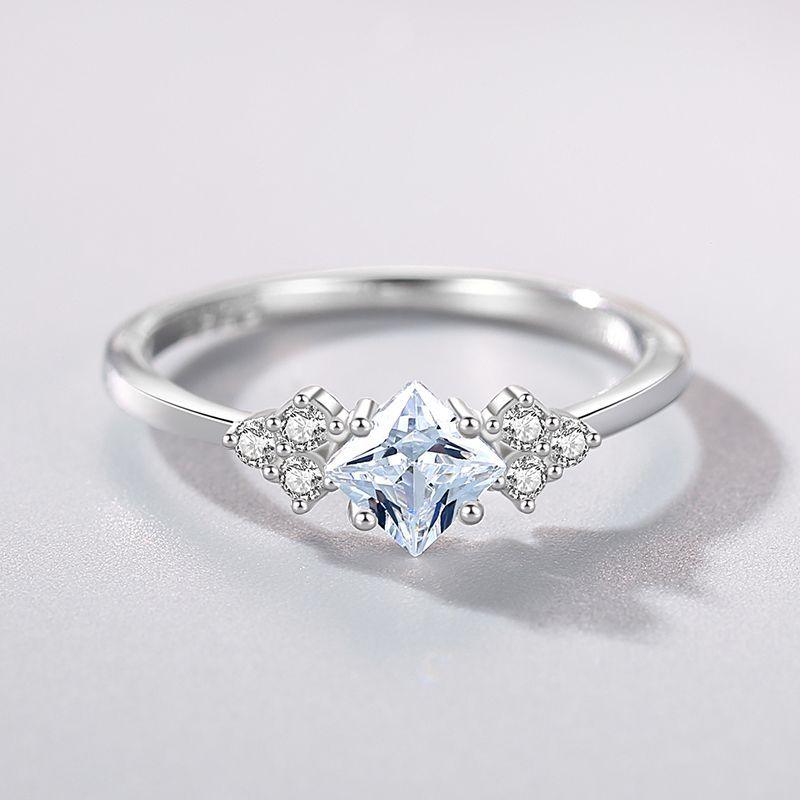 S925 Simple Light Luxury Zircon Silver Ring