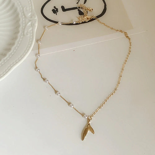 Mermaid Necklace with Faux Beaded Pearls