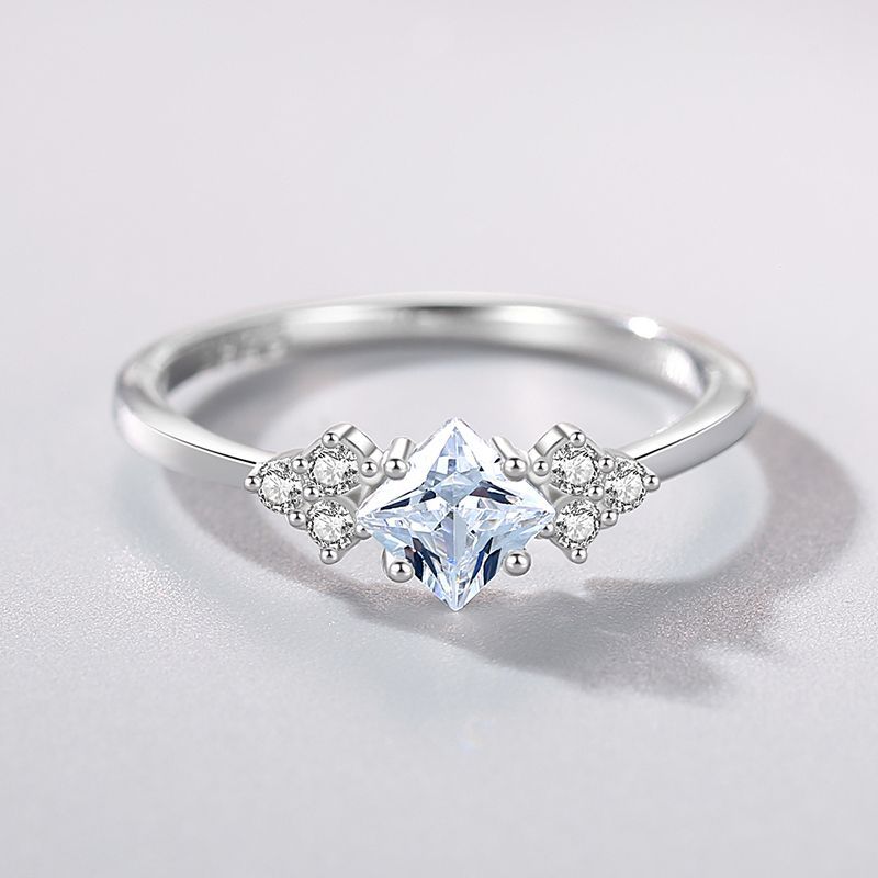 S925 Simple Light Luxury Zircon Silver Ring