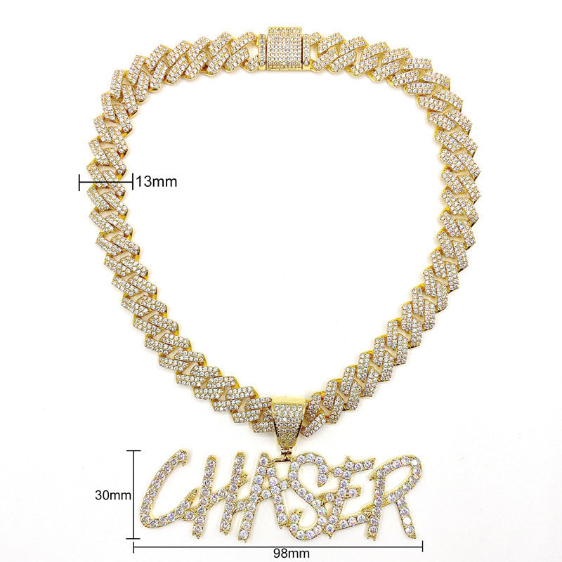 European And American Hip-hop Letters Custom Necklace Stitching Pendant