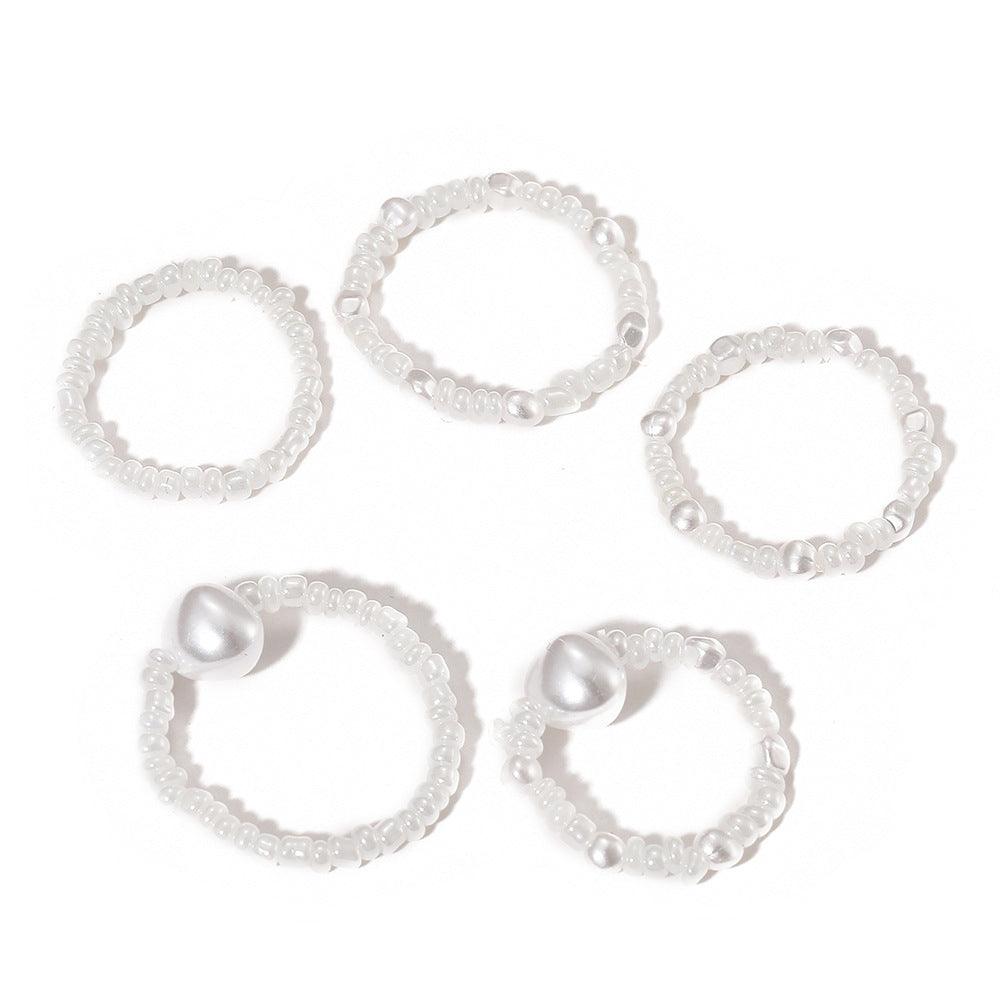 White Pearl Rice Bead Ring