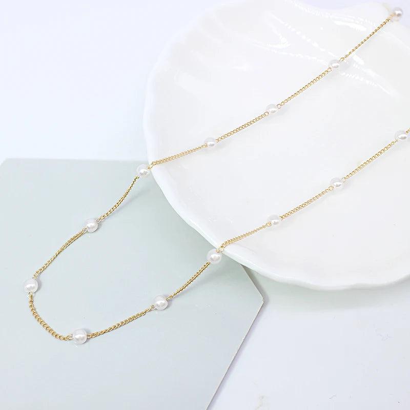 New Beads Women's Neck Chain Kpop Pearl Choker Necklace Gold Color Goth Chocker Jewelry On The Neck Pendant 2021 Collar For Girl