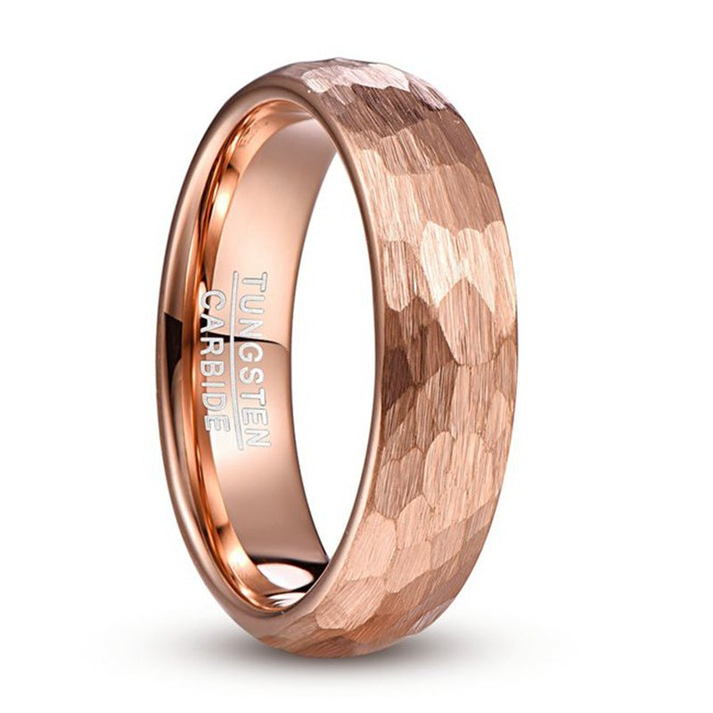Wide Rose Gold Carved Men Ring