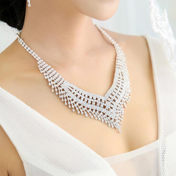 Rhinestone Claw Chain Large Necklace Two-piece Accessories