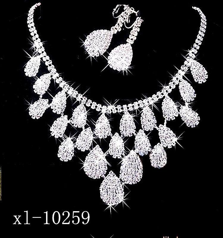 Diamond Necklace Set Wedding Bride Evening Costume Jewelry Set