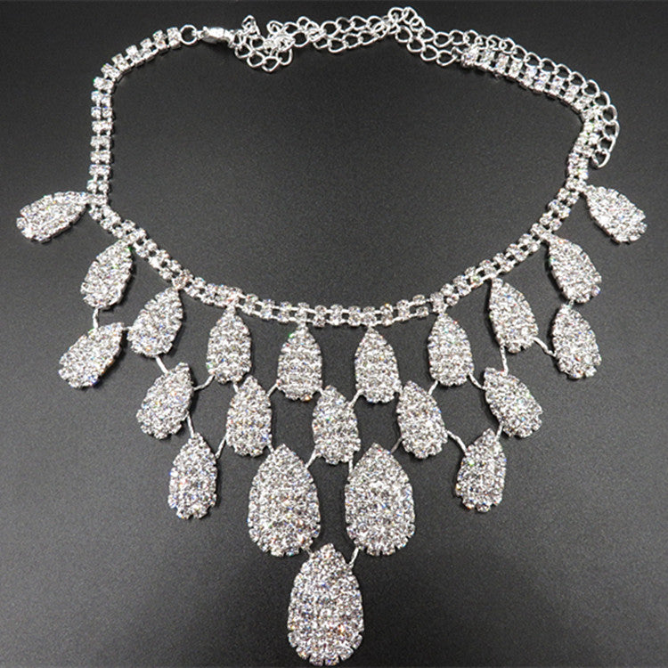 Diamond Necklace Set Wedding Bride Evening Costume Jewelry Set