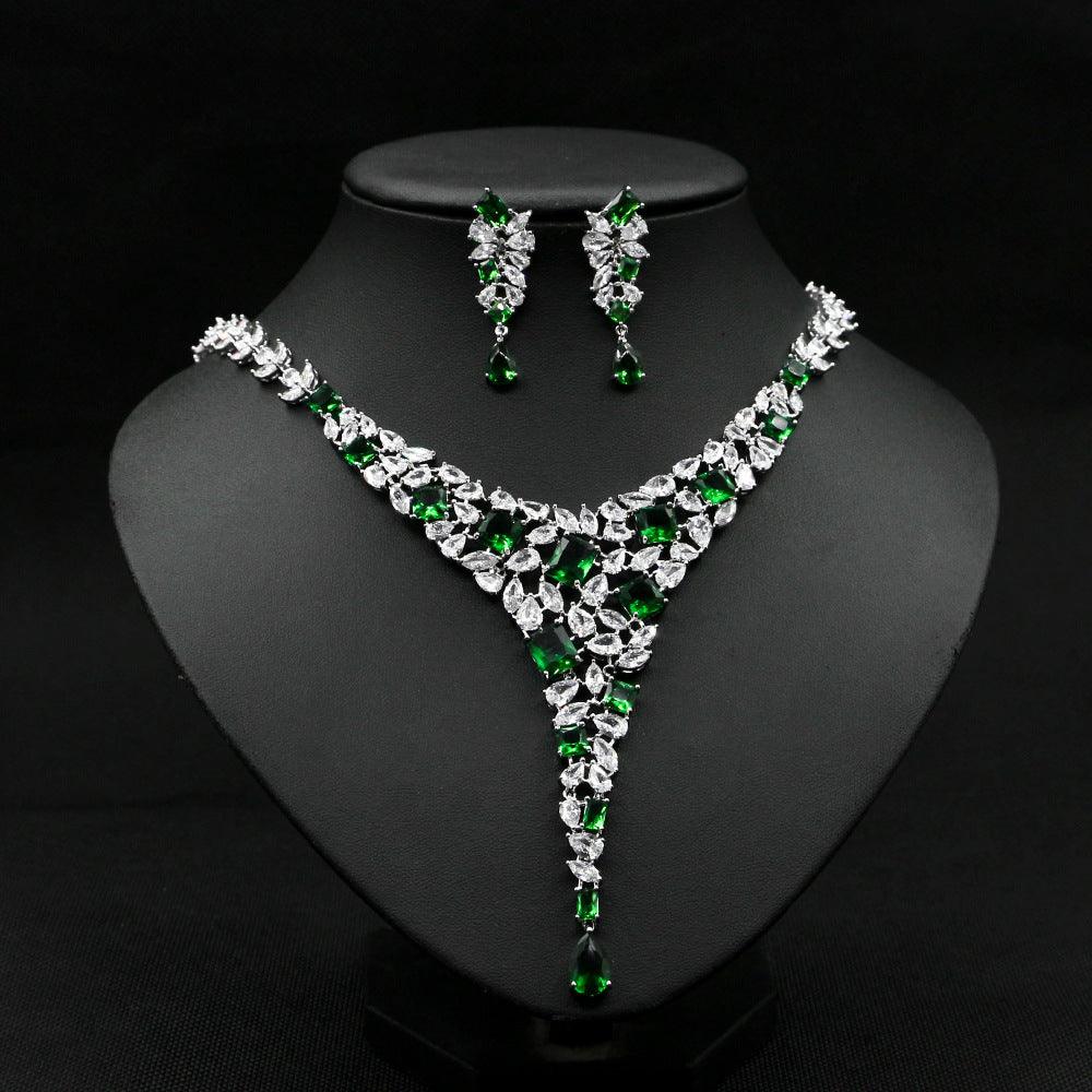 Colorful Zircon Necklace Set Wedding Accessories