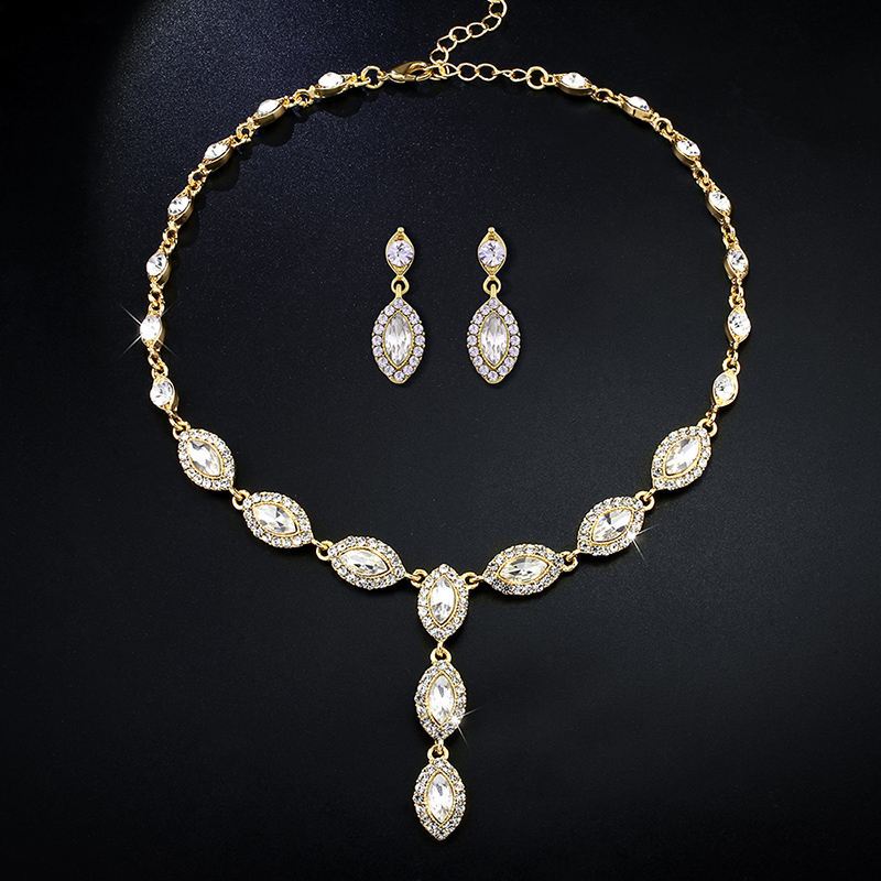 Nkn51 Zircon wedding necklace set