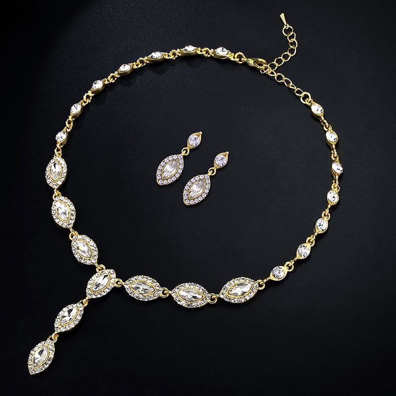 Nkn51 Zircon wedding necklace set