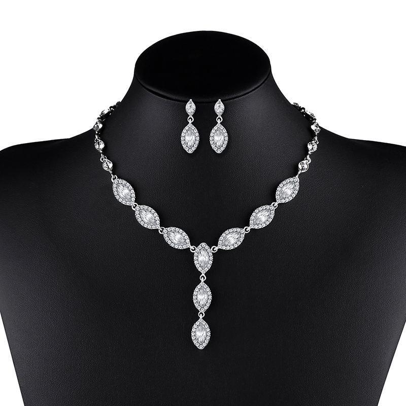 Nkn51 Zircon wedding necklace set