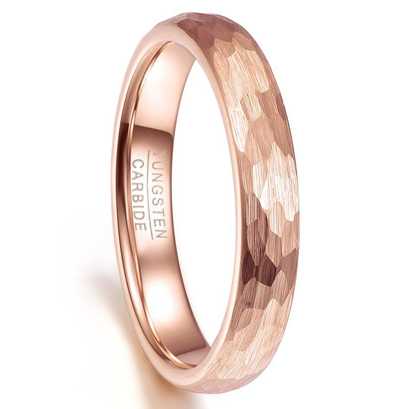 Wide Rose Gold Carved Men Ring