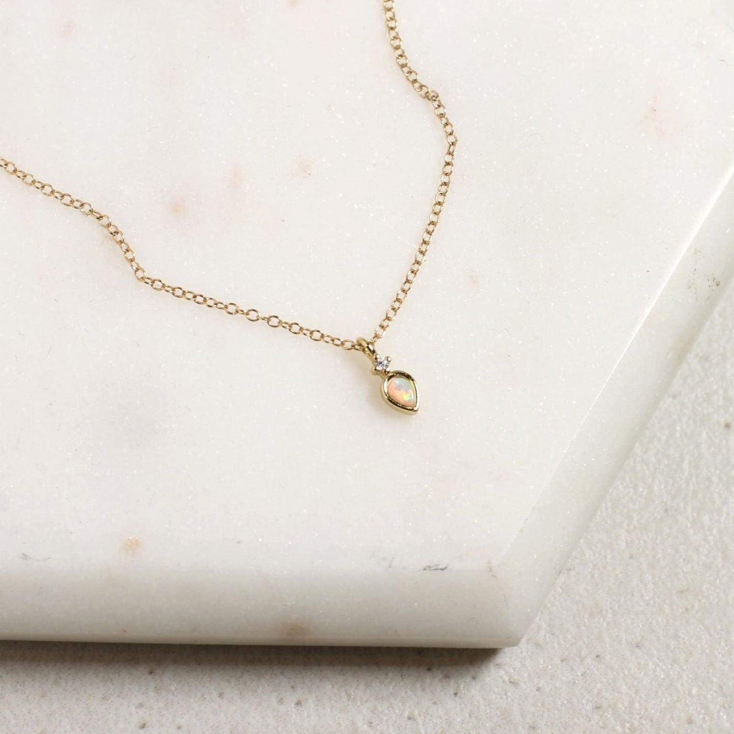 Opal Teardrop Sparkle Necklace