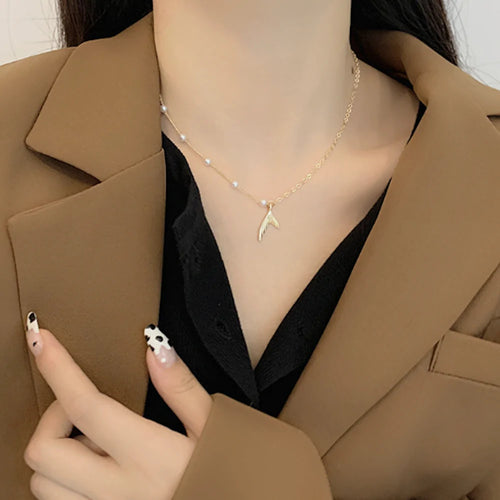 Mermaid Necklace with Faux Beaded Pearls