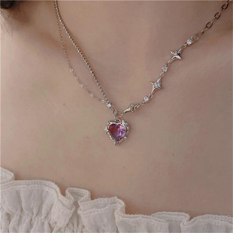 Crystal Heart Cross Star Necklace